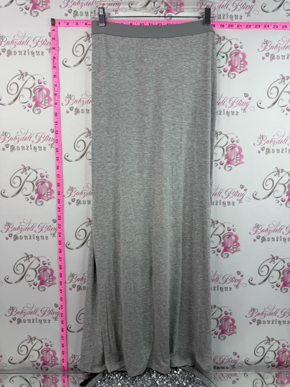 H&M long maxi skirt flowy stretchy Gray Maxi Skirt with Elastic Waistband